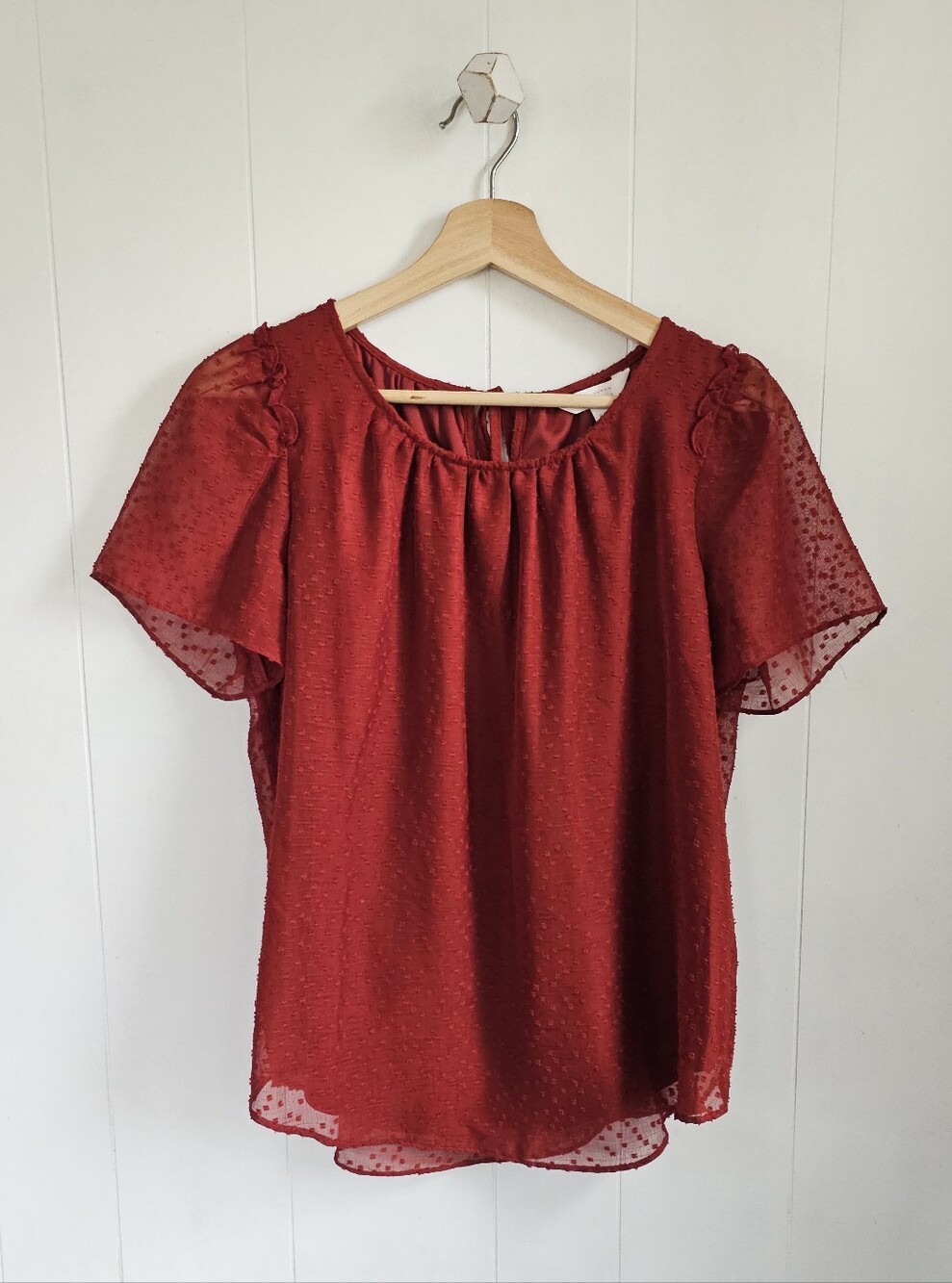 LC Swiss Dot Short Sleeve Blouse